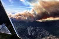 Aircrew and support from the 146th Airlift Wing at Channel Islands Air National Guard Station, California accomplished 4 retardant drops between November 13-14, 2018 over the Woolsey Fire. (California Air National Guard/ Staff Sgt. Nicole Wright)