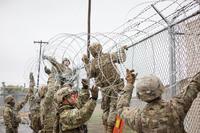 U.S. soldiers install wire at the border for Operation Secure Line in Hidalgo, Texas on November 11, 2018. (U.S. Customs and Border Protection Office of Public Affairs/Ozzy Trevino)