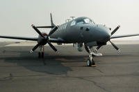 The 141st Operations Group RC-26 sits at Medford Airport before taking off to map the Chetco Bar fire in southwest Oregon Sept. 2, 2017, Medford, Oregon. (U.S. Air Force photo/Sean Campbell)