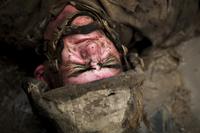 Lance Cpl. Caleb Eudy, with Charlie Company, 1st recruit training battalion, grimaces during an event at the Crucible on Parris Island, S.C. April 12, 2019. (U.S. Marine Corps/Cpl. Andrew Neumann)