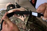 Army Medical Research and Materiel Command is testing commercially-available headsets like this one to connect a medic with a surgeon in the rear area. (Matthew Cox/Military.com)