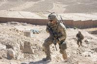 Soldiers with the 3rd Infantry Division provide extra security for a 1st Security Force Assistance Brigade adviser mission during an Afghan-led operation near Kabul, Afghanistan, on Sept. 16, 2018. (U.S. Army photo by Sean Kimmons)