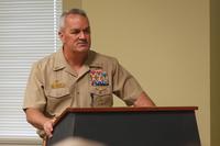 U.S. Navy Rear Adm. Collin P. Green gives remarks Dec. 1, 2017, during a promotion ceremony at Homestead Air Reserve Base, Florida, where he was promoted to the rank of rear admiral (upper half). (U.S. Army/Staff Sgt. Osvaldo Equite/RELEASED)