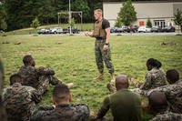 Students of the Force Fitness Instructor Course participate in combat conditioning drills at The Basic School, Quantico, Va., Feb 7, 2019. The students learn how to incorporate combat conditioning into their unit's physical fitness programs in order to produce a more well rounded, physically fit Marine. (U.S. Marine Corps photo/Melissa Marnell)