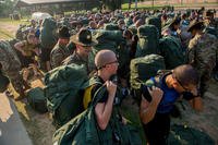 Initial entry trainees arrive on Fort Benning, Georgia.