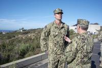 Chief Explosive Ordnance Disposal Technician Matt O’Connor stands at attention alongside Vice Adm. Scott D. Conn, commander, U.S. 3rd Fleet, after being awarded the Silver Star Medal during an awards ceremony held at the C3F headquarters. (U.S. Navy/Mass Communication Specialist 3rd Class Casey S. Trietsch)