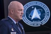 Air Force Gen. John W. Raymond, briefs from the Pentagon Press Briefing Room about COVID-19.