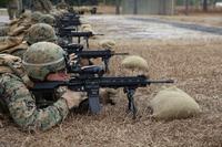 Marines fire M27 Infantry Automatic Rifles during a field exercise at the Verona Loop training area on Marine Corps Base Camp Lejeune.