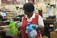 cashier working at commissary