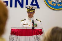 Coast Guard Capt. Samson Stevens delivers a speech