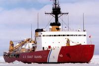 The Coast Guard Ice Breaker Polar Star working an ice channel.