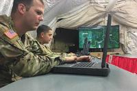 Soldiers track an unmanned aerial systems threat as part of Black Dart 18.