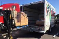 Items are loaded in a U-Haul truck at Columbus Air Force Base in Mississippi.