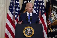 President Joe Biden speaks during an event to commemorate Pride Month.