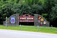 Sign at the entrance to Fort Drum in the state of New York