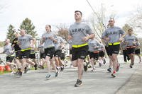 Soldiers run two miles during the Soldier Wellness Education and Training program.