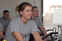 Private first class takes a spinning class.