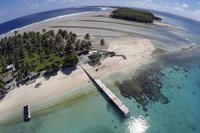 An aerial photo of Majuro Atoll in the Marshall Islands.