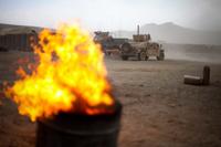 A burn pit at Combat Outpost Tangi in Afghanistan.