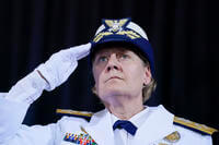 Adm. Linda Fagan attends a change of command ceremony.