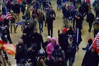 Rioters inside the Capitol Rotunda on Jan. 6.