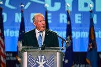 Secretary of the Air Force Frank Kendall delivers remarks during the Air Force Association Air, Space and Cyber Conference