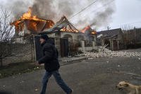 Russian shelling in Kherson, Ukraine.