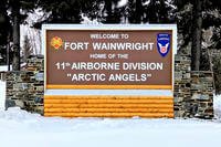 sign at the main entry point to U.S. Army Garrison Alaska Fort Wainwright