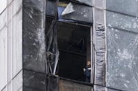 damaged skyscraper in Moscow City business district after a reported drone attack