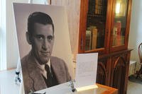 A previously unseen photo of author J.D. Salinger is displayed at the University of New Hampshire in Durham, N.H.