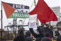 Hundreds of pro-Palestinian protesters gather at the Port of Tacoma