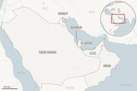 locator map for the Gulf Cooperation Council member states: Saudi Arabia, Bahrain, Qatar, Oman, Kuwait and United Arab Emirates.
