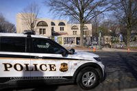 U.S. Secret Service police vehicle is parked outside of the Israeli Embassy