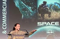 Space Force Brig. Gen. Kristin Panzenhagen gives the keynote speech at the Space Mobility Conference