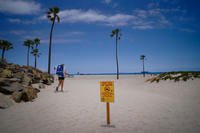 one of the beach entrances in Coronado, posted warning signs