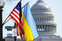 The flags of Ukraine, the United States, and the District of Columbia