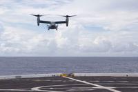 U.S. Marine Corps MV-22B Osprey lands aboard USS New Orleans