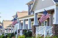 Houses with American flags