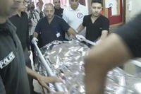 Aysenur Ezgi Eygi's body being transported through the Rafidia Surgical Hospital