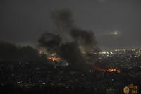 Smoke rises after Israeli airstrikes in Dahiyeh, Beirut, Lebanon.