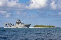 HMNZS Manawanui arrives in Funafuti Lagoon, Tuvalu