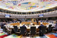 European Union leaders attend a round table meeting at a summit in Brussels