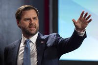Vice President JD Vance leaves after speaking