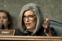 Sen. Joni Ernst, R-Iowa, questions Daniel Driscoll, President Donald Trump's nominee to be the Department of Defense's Secretary of the Army, during a Senate Armed Services Committee confirmation hearing