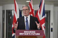 Britain's Prime Minister Keir Starmer speaks during a press conference