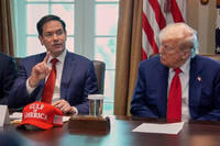 Secretary of State Marco Rubio speaks during a cabinet meeting at the White House
