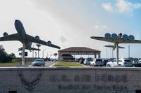 Cars pass through the Dale Mabry gate at MacDill Air Force Base, Florida