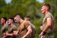 U.S. Air Force Special Tactics Officer candidates prepare for the next activity during an assessment and selection process at Hurlburt Field, Florida.