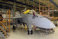F/A-18 Super Hornet undergoes maintenance at Boeing's facility in St. Louis