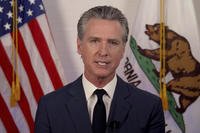 Gov. Gavin Newsom speaks during an address.